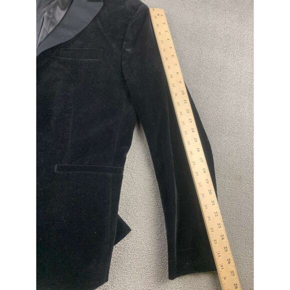 Armani Exchange Blazer Men 42 Black Velvet Satin Lapel Two Button Lined Trim - Picture 7 of 10